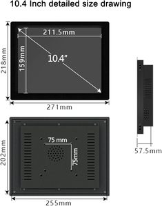Panel <span class=keywords><strong>PC</strong></span> Industrial Táctil Resistivo Integrado de 10.4 Pulgadas (Computadora Integrada) 8GB RAM 512GB SSD Intel Core I3-3110M Win10 en Stock - Product Image 1