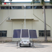 BIGLUX HiSTAR Trailer Solar de Alta Potência para CFTV com 3 Painéis Solares de 450W, Mastro Elétrico de 9m, Bateria Gel de 14400Wh e Segurança Remota
