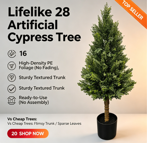 Cyprès artificiel réaliste de haute qualité pour l'extérieur, respectueux de l'environnement, résistant aux UV, ignifuge, avec des feuilles aux toucher naturel et effet de chute des feuilles - Product Image 6