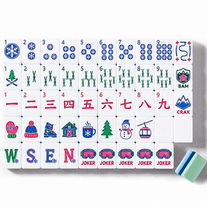 Jeu de Mahjong Vintage Alpin Américain, 160 pièces, tuiles en acrylique vert clair à 4 couches, peintes à la main, fabrication OEM sous marque privée - Product Image 2