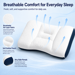 Oreiller Ergonomique 3D de Soutien Cervical, Oreiller de Lit Contour Respirant avec Panneaux Latéraux, OEM ODM pour Dormeurs sur le Côté et sur le Dos - Product Image 4