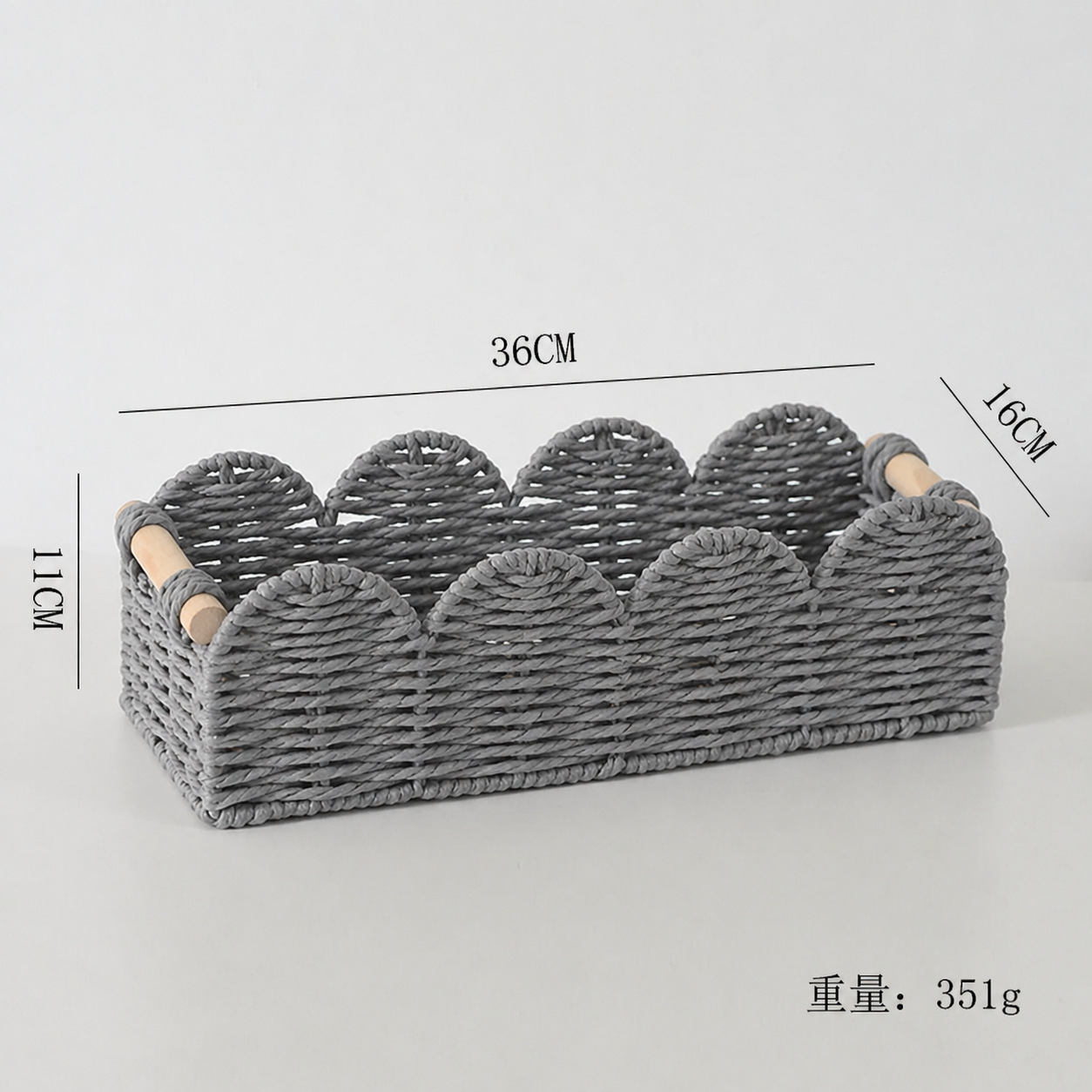 Cordón de cuerda de papel gris - Tamaño grande 36*16*11