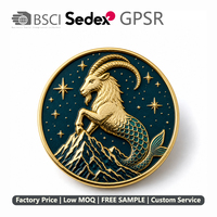 Broche personnalisée en émail dur Capricorne, Pêche, Plaqué Or, Badge de revers, MOQ 50 pièces, pour cadeau Horoscope