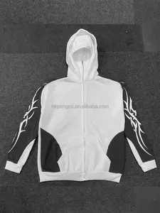 ชุดวอร์มสไตล์สตรีทแวร์เสื้อฮู้ดแบบสวมหัวมีฮู้ดผ้าฝ้าย100% ลายพิมพ์ DTG ตามสั่งปักโลโก้ Y2K สีฮิปฮอป - Product Image 3