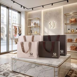 Bolsa de Papel Blanca Reciclable Ecológica con Asa de Cuerda de Algodón Natural, <span class=keywords><strong>Bolsas</strong></span> de Embalaje <span class=keywords><strong>para</strong></span> Regalos de Ropa de Lujo con Logotipo Personalizado al <span class=keywords><strong>por</strong></span> Mayor - Product Image 2