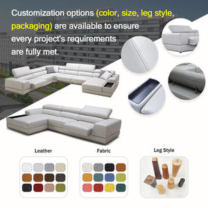 Set <span class=keywords><strong>Sofa</strong></span> Kulit untuk Ruang Tamu <span class=keywords><strong>Sofa</strong></span> Modular Kulit Asli yang Dapat Direbahkan Furnitur Kayu <span class=keywords><strong>Sofa</strong></span> Bentuk U Camas - Product Image 2