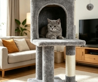 Arbre à chat double avec hamac et poteaux en sisal pour chats, personnalisable avec logo OEM, marque privée, commande en gros, faible MOQ, pour fournisseurs d'articles pour animaux de compagnie