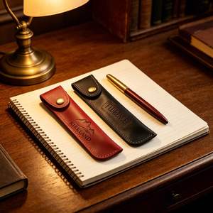 Étui en cuir personnalisé, étui à stylo gravé pour cadeau de diplôme, pochette à crayons, accessoire de papeterie - Product Image 2