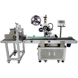 Good quality automatic surface labeling applicator machine/Socks package flat pouch top labeling machine for paging plastic bag