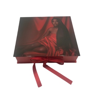 Best Selling Custom Logo Red Wig Packaging Box With Satin Lined Luxury Magnetic Packaging Box For Hair Extension Box