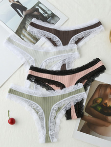 <span class=keywords><strong>Ropa</strong></span> <span class=keywords><strong>interior</strong></span> de algodón 95% para mujer, encaje Sexy, transpirable, sin costuras, de cintura baja, de punto, <span class=keywords><strong>Romance</strong></span> para mujer - Product Image 5