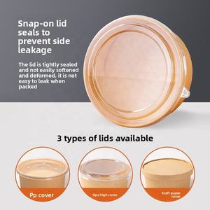 Großhandel 750ml 1000ml 1500ml Einweg wasserdichte Kraft papier Suppen tassen Nudel Kraft papier Runde Schüssel Salats ch üssel - Product Image 3