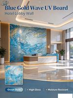 Panneau mural UV de taille standard 1220x2440mm, panneau PVC imperméable résistant aux UV pour usage intérieur, décoration de hall, projet hôtelier