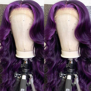 Perruques à dentelle frontale de couleur violette, perruques en cheveux humains avec cuticules, pré-épilées, cheveux vierges brésiliens, perruques à ondulations lâches pour femmes - Product Image 5