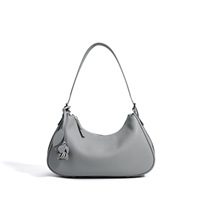 Sac à main polyvalent en cuir véritable en forme de croissant pour femme, design original et simple, grand format, sac sous le bras pour femme