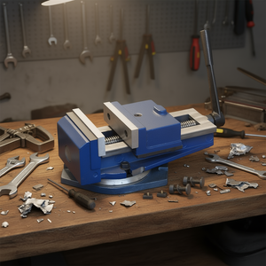 Tornillo de Banco Fervi con Base Giratoria de 360 Grados, Ancho de Mordaza de 100 mm, para Trabajos en Metal y Uso en Taller - Product Image 3