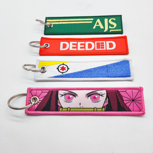 Customized Colorful Fabric Embroidered Woven Hangtag Keychain Car Keychain Promotional Keychains & Carabiners