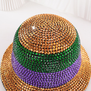 Chapeau de pêcheur multicolore orné de strass scintillants, accessoire de mode pour la protection solaire en extérieur - Product Image 2