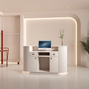 Mostrador de Recepción Curvo Moderno para Salones de Belleza, Tiendas de Ropa, Pequeños Oficinas, Hospitales, Gimnasios - <span class=keywords><strong>Material</strong></span> de Madera - Product Image 6