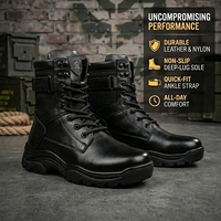 Bottes de randonnée tactiques en cuir pleine fleur noir pour hommes, usage professionnel et d'aventure en plein air, OEM ODM personnalisé, ISO CE