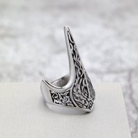 Bague Homme Vintage Européenne et Américaine en Acier Titane, Design Corbeau Viking Personnalisé, Forme Géométrique, Style Littéraire Rétro