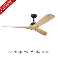 Ventilateur de plafond 1stshine 52 pouces en bois massif, style contemporain, 6 vitesses, fonction minuterie, pour la maison, mode été/hiver