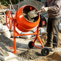 Bétonnière électrique portative 140L à haute efficacité opérationnelle, petite bétonnière automotrice, prix des bétonnières
