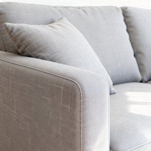 Canapé 3 places en tissu de lin gris clair minimaliste moderne, pieds fins, rembourrage en éponge, pour appartement, villa, salon - Product Image 5
