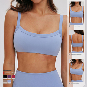 Reggiseno Sportivo da Donna Lanyu <span class=keywords><strong>con</strong></span> Doppia Fascia, Design Open Back e Fodera in <span class=keywords><strong>Pile</strong></span>, Vestibilità Aderente per Corsa e Fitness - Product Image 1