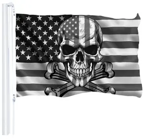 ธงโจรสลัดนอกสถานที่3X5ธงชาติอเมริกาธงเรือสีดำ