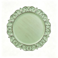 Assiettes de présentation vertes antiques de 13 pouces en plastique pour dîner, fête, mariage, Noël, décoration de table