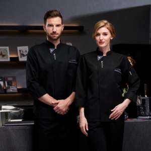 Moda blanco Triángulo Escote Uniforme Para Mesero De Restaurante Chef Uniforme Diseño Imagen - Product Image 6