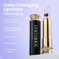 Gros Cosmétique De Luxe Maquillage Des Lèvres Rouge À Lèvres Transparent Avec Fleur Logo Personnalisé Étanche Température Couleur Changement Rouge À Lèvres