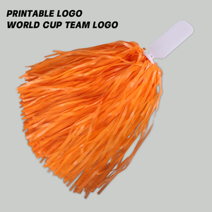 Pompons de cheerleading personnalisés avec logo, plats, 25g, jaune mat, en feuille, avec poignée pour les doigts - Product Image 5