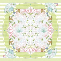 Éventail pliant en acrylique à 4 couches, tapis de mahjong américain avec tuiles rayées vertes pour soirées de jeu