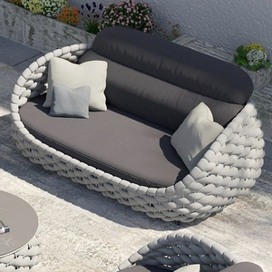 Juego de Sofás de Jardín de 5 Plazas para Exterior de Cuerda Tejida y Aluminio <span class=keywords><strong>con</strong></span> Mesa de Centro - Product Image 3