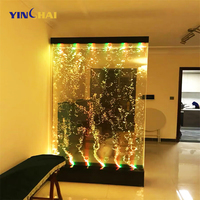 Moderna Cortina de Agua Decorativa de Alta Calidad, Separador de Ambientes, Fuente de Pared Interior de Acrílico con Luces LED y Burbujas de Agua