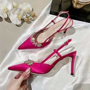 Scarpe con Tacco Sottile in Seta Blu <span class=keywords><strong>Eleganti</strong></span> e Sexy con Strass di Lusso da Donna - Product Image 5