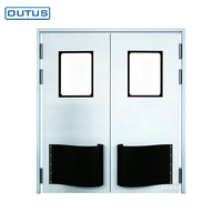Porte battante double en acier robuste OUTUS avec fenêtre, porte industrielle résistante aux chocs pour entrepôt