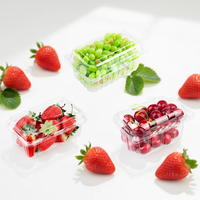 Boîtes à clapet en plastique PET transparent de 250g et 400g pour l'emballage des tomates, des fraises, des raisins et des cerises