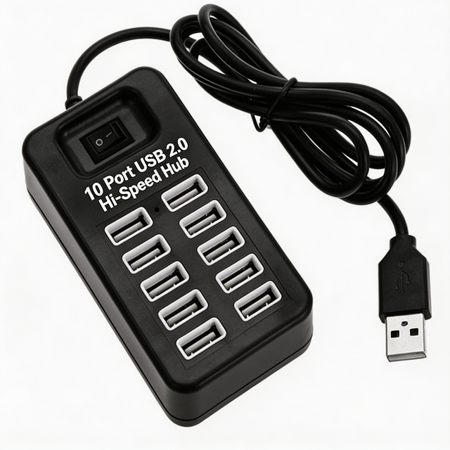 USB 2.0 10-port Hub with Individual Switches for Data Transmission, Suitable for Use with Computer Keyboards/mice/hard Drives