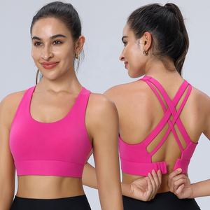 Le <span class=keywords><strong>donne</strong></span> che corrono esercizio Yoga <span class=keywords><strong>palestra</strong></span> allenamento Fitness indossano reggiseni a tazza permanente antiurto Crop Top reggiseno sportivo sportivo di supporto alto - Product Image 3