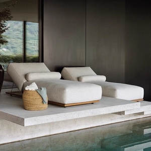 Tumbonas de Teca para Exteriores, Diseño Nórdico Europeo, Cojín de Espuma de Alta Elasticidad Impermeable para Patio, Villa, Piscina, Jardín - Product Image 3