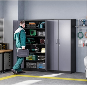 Armadietto di stoccaggio in metallo alto 72 "<span class=keywords><strong>36</strong></span>" 18 "con 2 porte e 4 ripiani grande armadietto di utilità per il Garage di casa e il bagno dispensa - Product Image 4