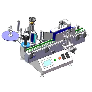 Yüksek verimli otomatik düz bombeli yüzey kare şampuan şişesi çift taraflı etiketleme makinesi
