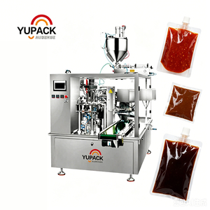 Ligne d'emballage de condiments liquides haute précision en doypack, machine d'emballage automatique de sauces en sachets préformés avec <span class=keywords><strong>pompe</strong></span> à piston - Product Image 1