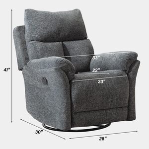Sillón Reclinable Giratorio <span class=keywords><strong>de</strong></span> 360 Grados, Sillón Reclinable <span class=keywords><strong>de</strong></span> Tela Acolchada con Respaldo Ajustable para Sala <span class=keywords><strong>de</strong></span> Estar - Product Image 2
