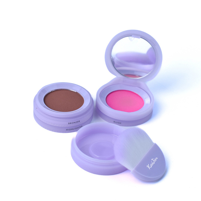 Luxury Empty Four Layer Compact Powder case Cosmetics Pressed Powder Case Makeup With Mirror and Powder Brush