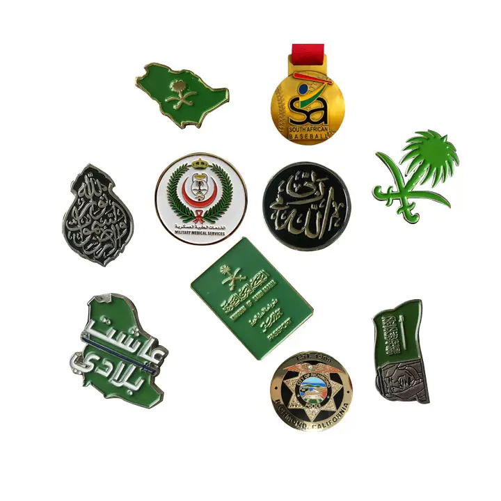 Customized Saudi Arabia Pins Various Designs Souvenir Coin Metal Hard Enamel Lapel Pin