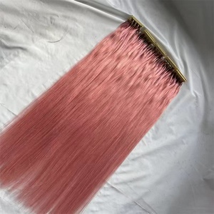 <span class=keywords><strong>Micro</strong></span> Vòng vòng màu hồng tùy chỉnh Nga vrigin tóc vàng chuỗi 6D tự nhiên phần mở rộng tóc - Product Image 3